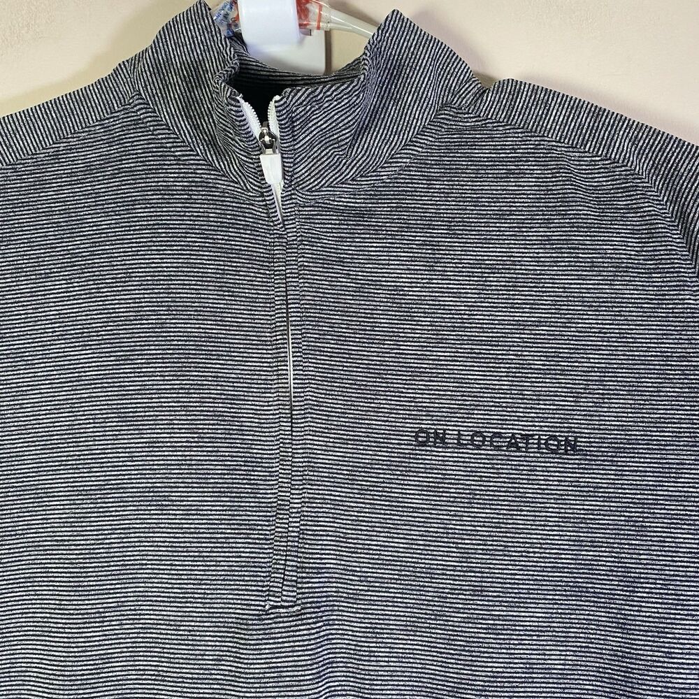 Johnnie-O Pullover Men Small Vaughn 1/4 Zip  Gray Striped Stretch On Location